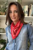 Western Bandana Triangle Silk Neckerchief Red